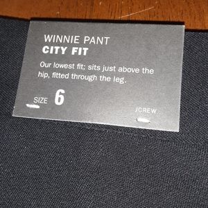 NWT J.Crew Winnie Pant City Fit Sz 6 Black